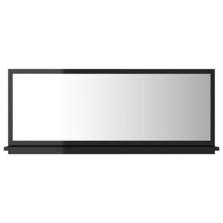 Specchio da Bagno Nero Lucido 90x10,5x37 cm in Truciolato