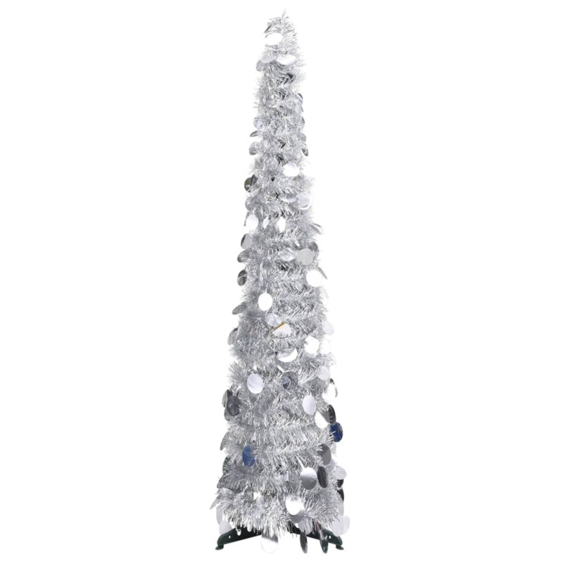 Albero di Natale Artificiale Apribile Argento 120 cm PET Albero di Natale Artificiale Apribile Argento 120 cm PET