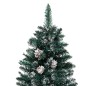 Albero di Natale Sottile Legno Vero Verde con Neve Bianca 210cm