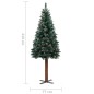 Albero di Natale Sottile Legno Vero Verde con Neve Bianca 210cm