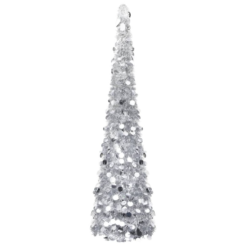 Albero di Natale Artificiale Apribile Argento 150 cm PET Albero di Natale Artificiale Apribile Argento 150 cm PET
