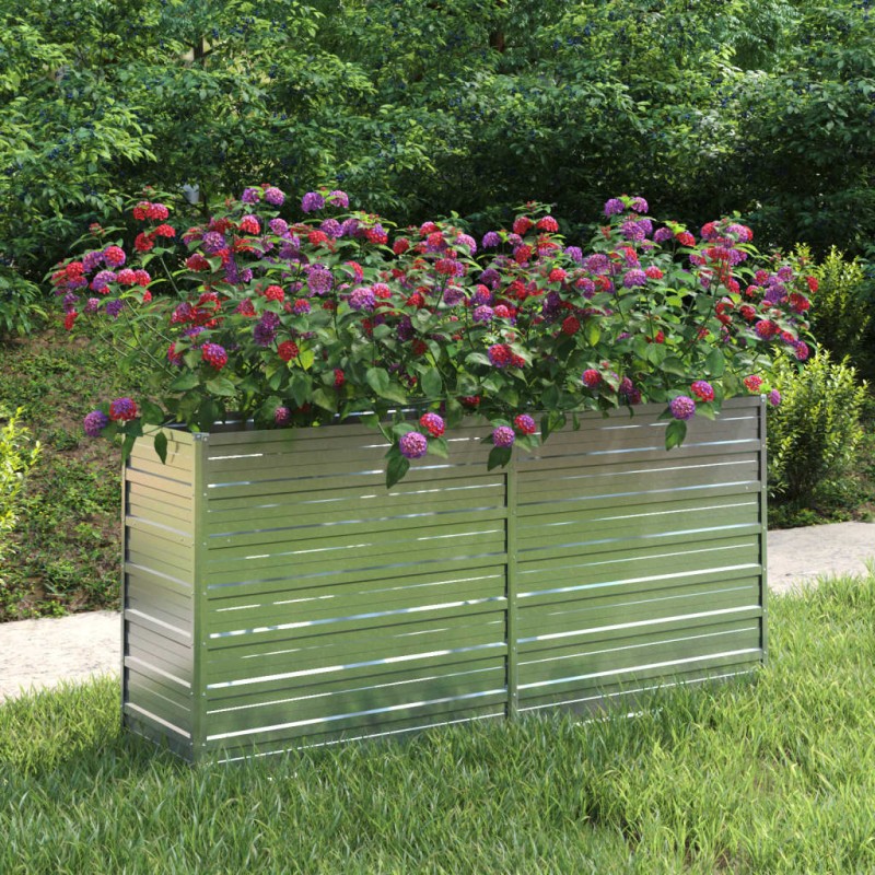 Letto Rialzato Giardino 160x40x77 cm in Acciaio Zincato Argento Letto Rialzato Giardino 160x40x77 cm in Acciaio Zincato Argento