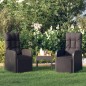 Sedie Reclinabili da Giardino con Cuscini 2pz Nero Polyrattan Sedie Reclinabili da Giardino con Cuscini 2pz Nero Polyrattan