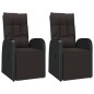Sedie Reclinabili da Giardino con Cuscini 2pz Nero Polyrattan Sedie Reclinabili da Giardino con Cuscini 2pz Nero Polyrattan