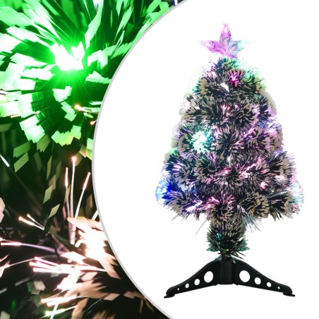 Albero di Natale con LED Verde e Bianco 64 cm Fibra Ottica