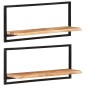 Mensole Parete 2pz 80x25x35 cm Legno Massello Acacia e Acciaio Mensole Parete 2pz 80x25x35 cm Legno Massello Acacia e Acciaio