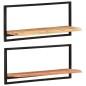 Mensole Parete 2pz 80x25x35 cm Legno Massello Acacia e Acciaio Mensole Parete 2pz 80x25x35 cm Legno Massello Acacia e Acciaio