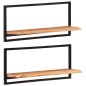 Mensole Parete 2pz 80x25x35 cm Legno Massello Acacia e Acciaio Mensole Parete 2pz 80x25x35 cm Legno Massello Acacia e Acciaio