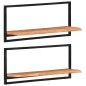 Mensole Parete 2pz 80x25x35 cm Legno Massello Acacia e Acciaio Mensole Parete 2pz 80x25x35 cm Legno Massello Acacia e Acciaio