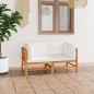 Divano da Giardino 2 Posti Cuscini Crema Legno Massello di Teak Divano da Giardino 2 Posti Cuscini Crema Legno Massello di Teak