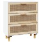 Credenza Bianca 60x30x70 cm Legno Massello Pino Rattan Naturale Credenza Bianca 60x30x70 cm Legno Massello Pino Rattan Naturale