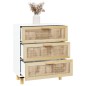 Credenza Bianca 60x30x70 cm Legno Massello Pino Rattan Naturale Credenza Bianca 60x30x70 cm Legno Massello Pino Rattan Naturale