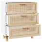 Credenza Bianca 60x30x70 cm Legno Massello Pino Rattan Naturale Credenza Bianca 60x30x70 cm Legno Massello Pino Rattan Naturale
