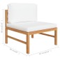 Divano da Giardino 4 Posti Cuscini Crema Legno Massello di Teak