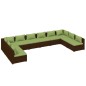 Set Divani da Giardino 10 pz con Cuscini in Polyrattan Marrone Set Divani da Giardino 10 pz con Cuscini in Polyrattan Marrone