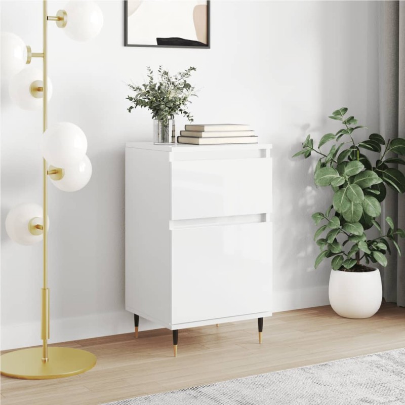 Credenza Bianco Lucido 40x35x70 cm in Legno Multistrato Credenza Bianco Lucido 40x35x70 cm in Legno Multistrato