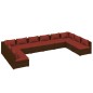 Set Divani da Giardino 10 pz con Cuscini in Polyrattan Marrone Set Divani da Giardino 10 pz con Cuscini in Polyrattan Marrone