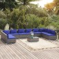 vidaXL Set Divani da Giardino 11 pz con Cuscini in Polyrattan Grigio vidaXL Set Divani da Giardino 11 pz con Cuscini in Polyrattan Grigio