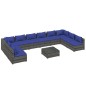 vidaXL Set Divani da Giardino 11 pz con Cuscini in Polyrattan Grigio vidaXL Set Divani da Giardino 11 pz con Cuscini in Polyrattan Grigio