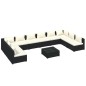 Set Divani da Giardino 11 pz con Cuscini in Polyrattan Nero Set Divani da Giardino 11 pz con Cuscini in Polyrattan Nero
