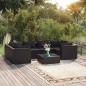 Set Salotto da Giardino 7 pz con Cuscini in Polyrattan Nero Set Salotto da Giardino 7 pz con Cuscini in Polyrattan Nero