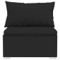 Set Salotto da Giardino 7 pz con Cuscini in Polyrattan Nero Set Salotto da Giardino 7 pz con Cuscini in Polyrattan Nero