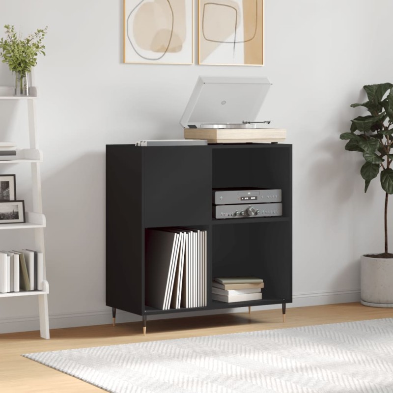 Mobile Porta Dischi Nero 84,5x38x89 cm in Legno Multistrato Mobile Porta Dischi Nero 84,5x38x89 cm in Legno Multistrato