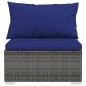 Set Divani da Giardino 5 pz con Cuscini in Polyrattan Grigio Set Divani da Giardino 5 pz con Cuscini in Polyrattan Grigio