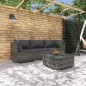 Set Divani da Giardino 4 pz con Cuscini in Polyrattan Grigio Set Divani da Giardino 4 pz con Cuscini in Polyrattan Grigio
