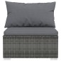 Set Divani da Giardino 4 pz con Cuscini in Polyrattan Grigio Set Divani da Giardino 4 pz con Cuscini in Polyrattan Grigio
