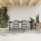 Set da Pranzo da Giardino 7 pz Nero Grigio Polyrattan e Acciaio