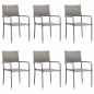 Set da Pranzo da Giardino 7 pz Nero Grigio Polyrattan e Acciaio