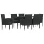 Set da Pranzo da Giardino 7 pz Nero in Polyrattan e Acciaio Set da Pranzo da Giardino 7 pz Nero in Polyrattan e Acciaio