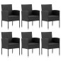 Set da Pranzo da Giardino 7 pz Nero in Polyrattan e Acciaio Set da Pranzo da Giardino 7 pz Nero in Polyrattan e Acciaio