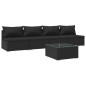Set Divani da Giardino 5 pz con Cuscini in Polyrattan Nero Set Divani da Giardino 5 pz con Cuscini in Polyrattan Nero
