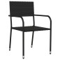 Set da Pranzo da Giardino 9 pz Nero in Polyrattan e Acciaio