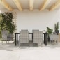 Set da Pranzo da Giardino 7 pz Nero Grigio Polyrattan e Acciaio Set da Pranzo da Giardino 7 pz Nero Grigio Polyrattan e Acciaio