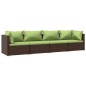 Set Divani da Giardino 4 pz con Cuscini in Polyrattan Marrone Set Divani da Giardino 4 pz con Cuscini in Polyrattan Marrone