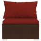 Set Divani da Giardino 4 pz con Cuscini in Polyrattan Marrone Set Divani da Giardino 4 pz con Cuscini in Polyrattan Marrone