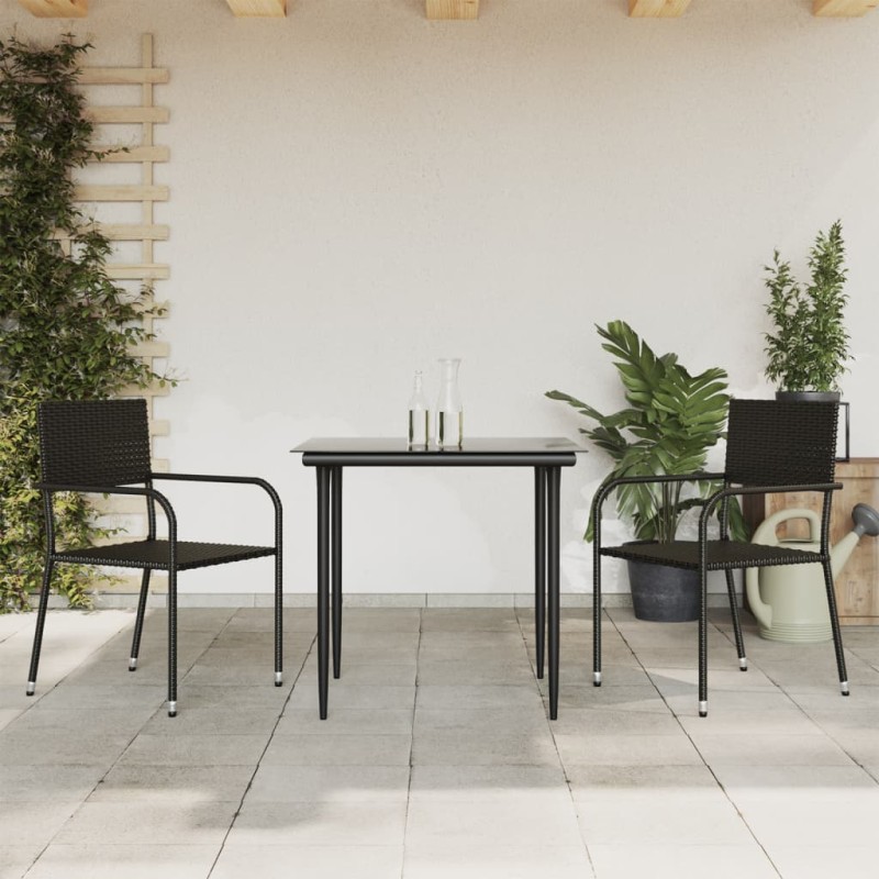 Set da Pranzo da Giardino 3 pz in Polyrattan e Acciaio Set da Pranzo da Giardino 3 pz in Polyrattan e Acciaio