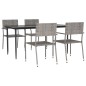Set da Pranzo da Giardino 5 pz Nero Grigio Polyrattan e Acciaio Set da Pranzo da Giardino 5 pz Nero Grigio Polyrattan e Acciaio