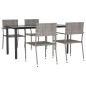 Set da Pranzo da Giardino 5 pz Nero Grigio Polyrattan e Acciaio Set da Pranzo da Giardino 5 pz Nero Grigio Polyrattan e Acciaio