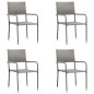 Set da Pranzo da Giardino 5 pz Nero Grigio Polyrattan e Acciaio Set da Pranzo da Giardino 5 pz Nero Grigio Polyrattan e Acciaio