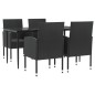 Set da Pranzo da Giardino 5 pz Nero in Polyrattan e Acciaio Set da Pranzo da Giardino 5 pz Nero in Polyrattan e Acciaio
