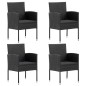 Set da Pranzo da Giardino 5 pz Nero in Polyrattan e Acciaio Set da Pranzo da Giardino 5 pz Nero in Polyrattan e Acciaio
