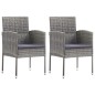 Set da Pranzo da Giardino 3 pz Nero Grigio Polyrattan e Acciaio Set da Pranzo da Giardino 3 pz Nero Grigio Polyrattan e Acciaio
