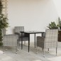 Set da Pranzo da Giardino 5 pz Nero Grigio Polyrattan e Acciaio Set da Pranzo da Giardino 5 pz Nero Grigio Polyrattan e Acciaio