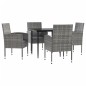 Set da Pranzo da Giardino 5 pz Nero Grigio Polyrattan e Acciaio Set da Pranzo da Giardino 5 pz Nero Grigio Polyrattan e Acciaio