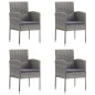 Set da Pranzo da Giardino 5 pz Nero Grigio Polyrattan e Acciaio Set da Pranzo da Giardino 5 pz Nero Grigio Polyrattan e Acciaio