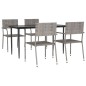 Set da Pranzo da Giardino 5 pz Nero Grigio Polyrattan e Acciaio Set da Pranzo da Giardino 5 pz Nero Grigio Polyrattan e Acciaio